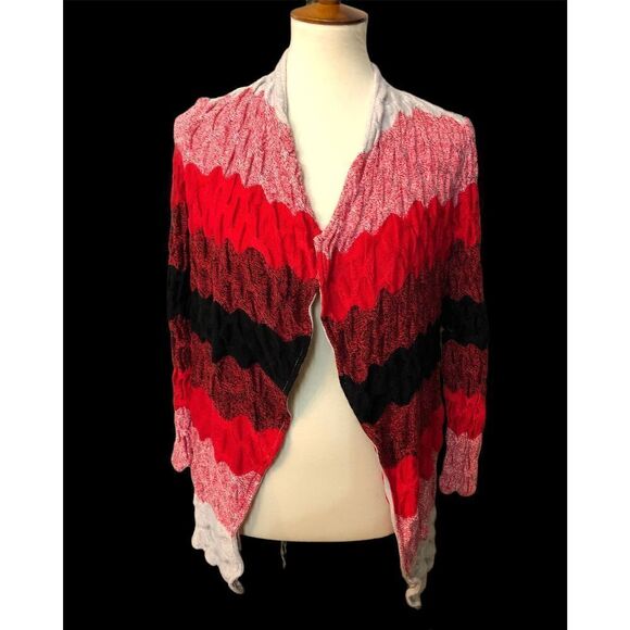St Johns wool blend ruched red, black cardigan - Picture 1 of 9